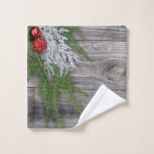 松と風化した木のクリスマスタオルセット バスタオルセット (ウォッシュタオル)