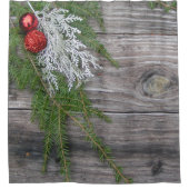 松と風化木材クリスマスシャワーカーテン シャワーカーテン (正面)