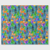 松と鹿の模様 ラッピングペーパー (フラット)