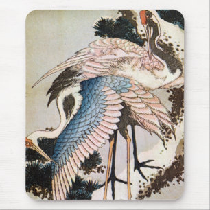 松に鶴,北斎ツルの松,北斎,浮世絵 マウスパッド