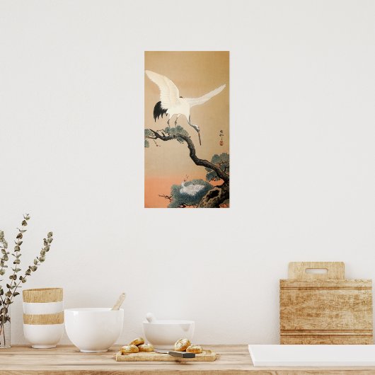 松に鶴, 古邨 Crane on Pine Tree, Koson, Ukiyo-e ポスター (キッチン)