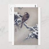 松に鷹,古邨鷹（松の木），大原小村，ウッドカット ポストカード (正面/裏面)