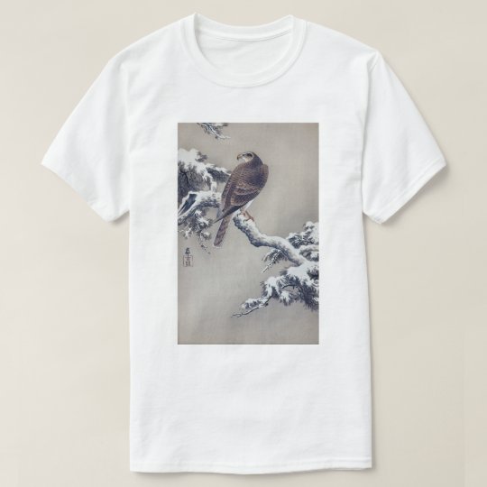 松に鷹、松の木、Ohara Kosonの木版画の古邨のタカ Tシャツ