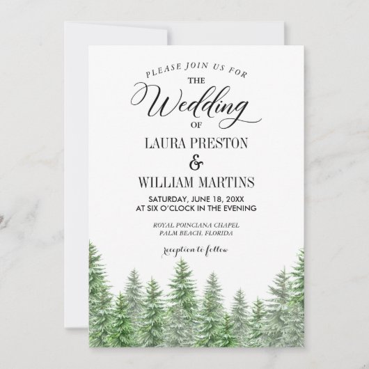 松のグリーンウェディング招待状 招待状 (正面)