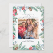 松のコーンとクリスマスフラワーフレーム写真 シーズンカード (正面)