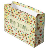 松のコーンとヒイラギの模様メリークリスマス ラージペーパーバッグ (裏面アングル)