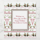 松のコーンとベリーパターン（の模様が）あるワインラベル ワインラベル (シングルラベル)