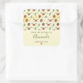 松のコーンとホリーのクリスマスパターンキッチン スクエアシール (バッグ)