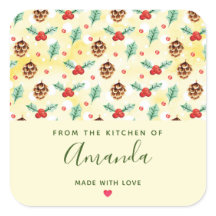 松のコーンとホリーのクリスマスパターンキッチン