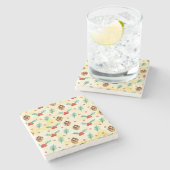 松のコーンとホリーのクリスマスパターン ストーンコースター (横)