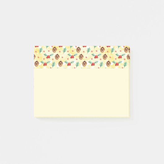 松のコーンとホリーのクリスマスパターン ポストイット (正面)