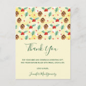 松のコーンとホリーのクリスマスパターン ポストカード (正面)