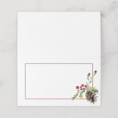 松のコーンとホリーのクリスマス プレイスカード (外部開封)