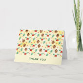 松のコーンとホリークリスマスパターンありがとう カード (正面)