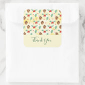 松のコーンとホリークリスマスパターンありがとう スクエアシール (バッグ)