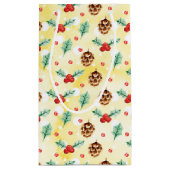 松のコーンとホリークリスマスパターンありがとう スモールペーパーバッグ (裏面)