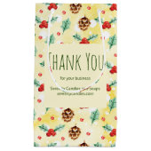 松のコーンとホリークリスマスパターンありがとう スモールペーパーバッグ (正面)