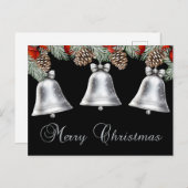 松のコーンとメリークリスマスシルバーベル シーズンポストカード (正面/裏面)
