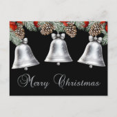 松のコーンとメリークリスマスシルバーベル シーズンポストカード (正面)