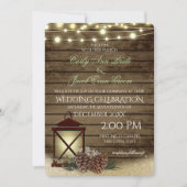 松のコーンとランタンのバ素朴ンウッドのライト 招待状 (正面)