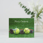 松のコーンとリボン付きテニスクリスマスカード (スタンド正面)