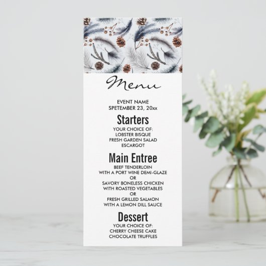 松のコーンと松の針冬のパターン 招待状 (スタンド正面)