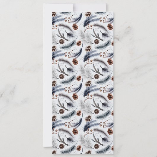 松のコーンと松の針冬のパターン 招待状 (裏面)