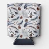 松のコーンと松の針冬のパターン 缶クーラー (正面)