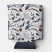 松のコーンと松の針冬のパターン 缶クーラー (裏面)