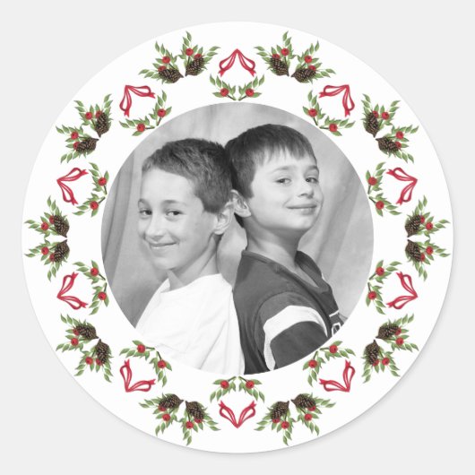 松のコーンと果実のマンダラサークルシール ラウンドシール (正面)