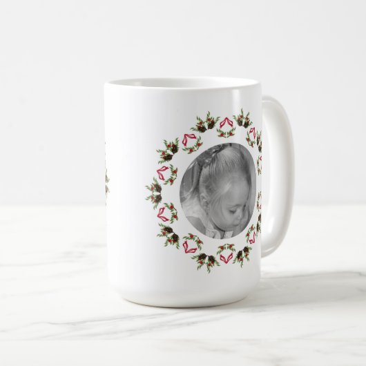 松のコーンと果実のマンダラマグ コーヒーマグカップ (正面右)