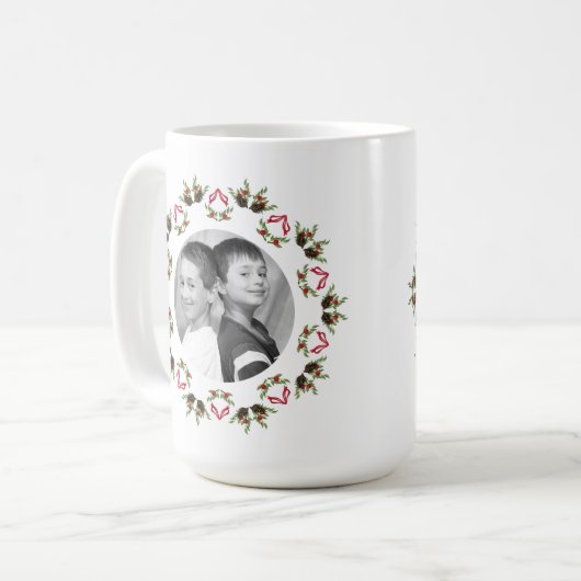 松のコーンと果実のマンダラマグ コーヒーマグカップ (正面左)