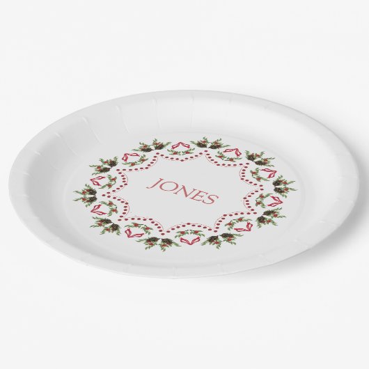 松のコーンと果実の休日紙プレート ペーパープレート (アングル)