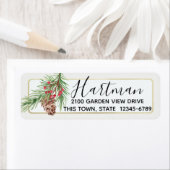 松のコーンと果実の水色フローララベル ラベル (インサイチュ)