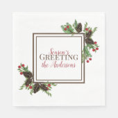 松のコーンと果実の紙ナプキン スタンダードランチョンナプキン (正面)