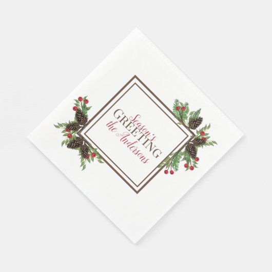 松のコーンと果実の紙ナプキン スタンダードランチョンナプキン (角)