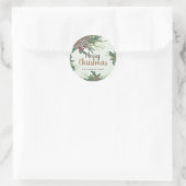 松のコーンと緑の陽気なクリスマス ラウンドシール (バッグ)