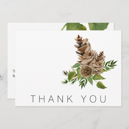 松のコーンと葉の葬儀ありがとう サンキューカード (正面/裏面)