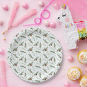 松のコーンと雪のフレーク ペーパープレート (パーティー)