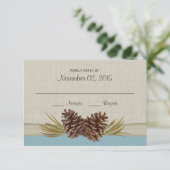 松のコーンとBurlap冬の青の応答カード 出欠カード (スタンド正面)