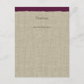 松のコーンとBurlap情報カードプラム エンクロージャーカード (裏面)