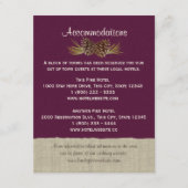 松のコーンとBurlap情報カードプラム エンクロージャーカード (正面)