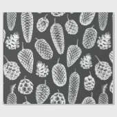 松のコーンは手でシームレスなパターンを描いた。植物学の ラッピングペーパー (フラット)