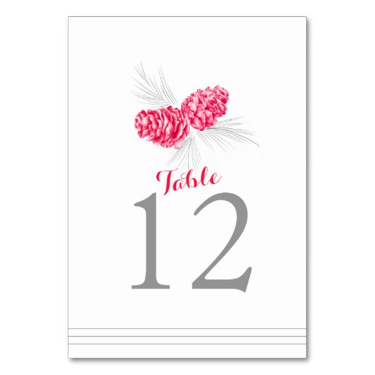 松のコーンは赤い結婚白のテーブル番号 テーブルナンバー (裏面)