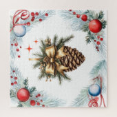 松のコーンリースとオーナメント ジグソーパズル (縦)