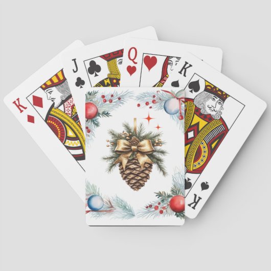松のコーンリースとオーナメント トランプ (裏面)