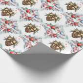 松のコーンリースとオーナメント ラッピングペーパー (角)