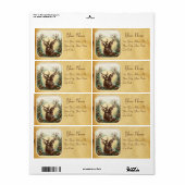 松のコーン冠の羊皮付きクリスマスディアー ラベル (フルシート)