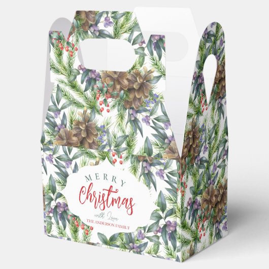 松のコーン模様メリークリスマスフローラ フェイバーボックス (オープン)