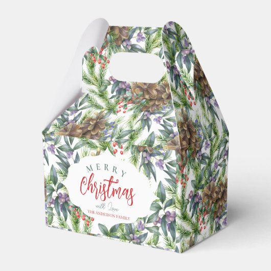 松のコーン模様メリークリスマスフローラ フェイバーボックス (正面サイド)